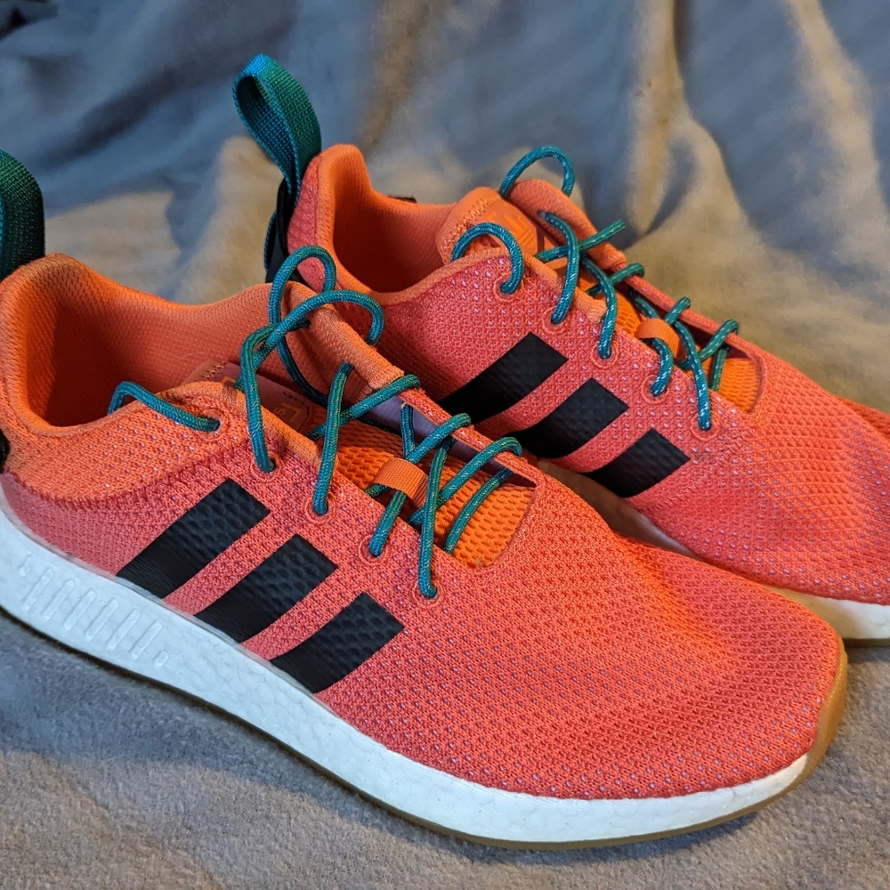 Adidas NMD R2 Summer Sneakers - Orange, Gum & White - Size US 10